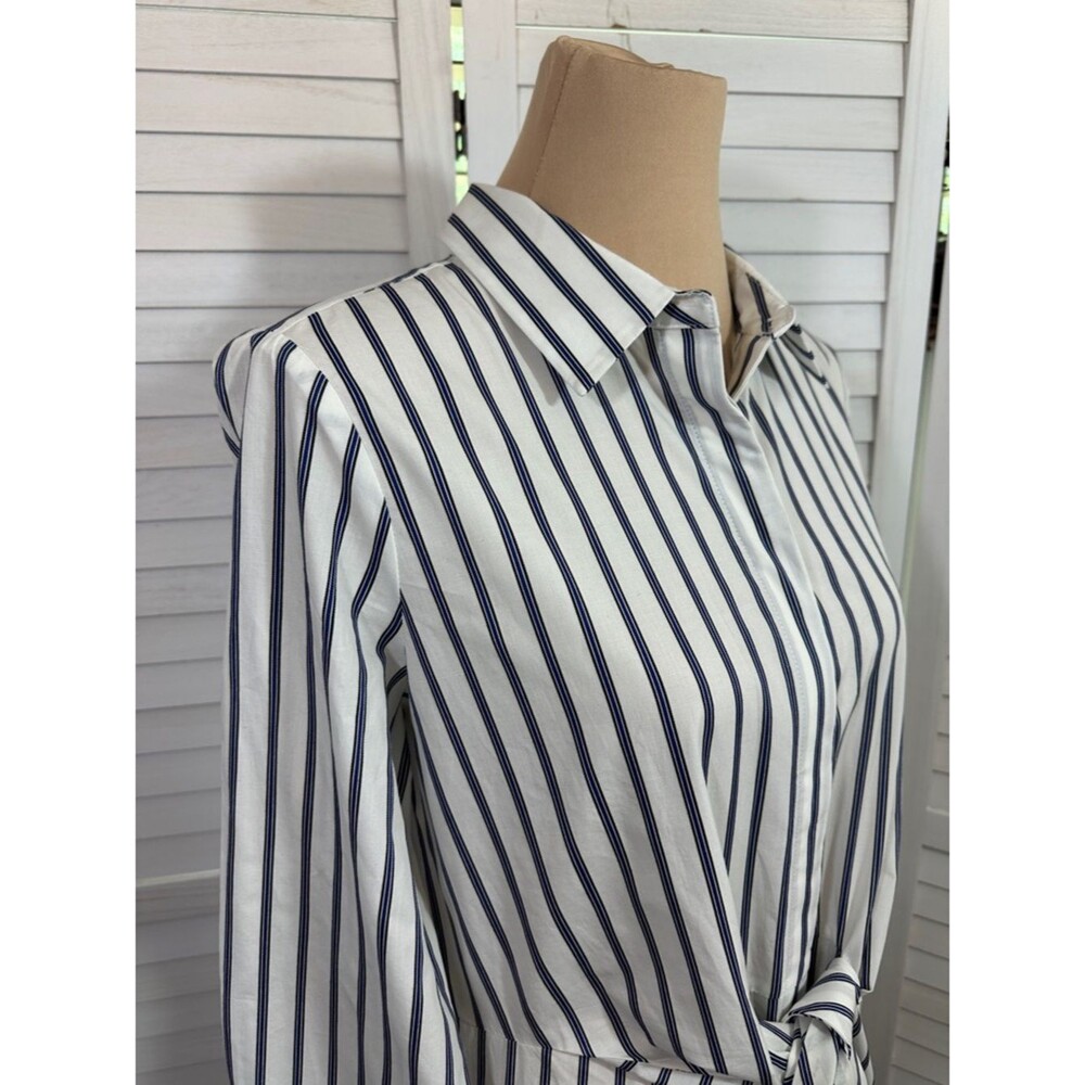 Calvin Kline Blue Stripe Cotton Shirt Dress Size 10 NWT - Picture 6 of 13